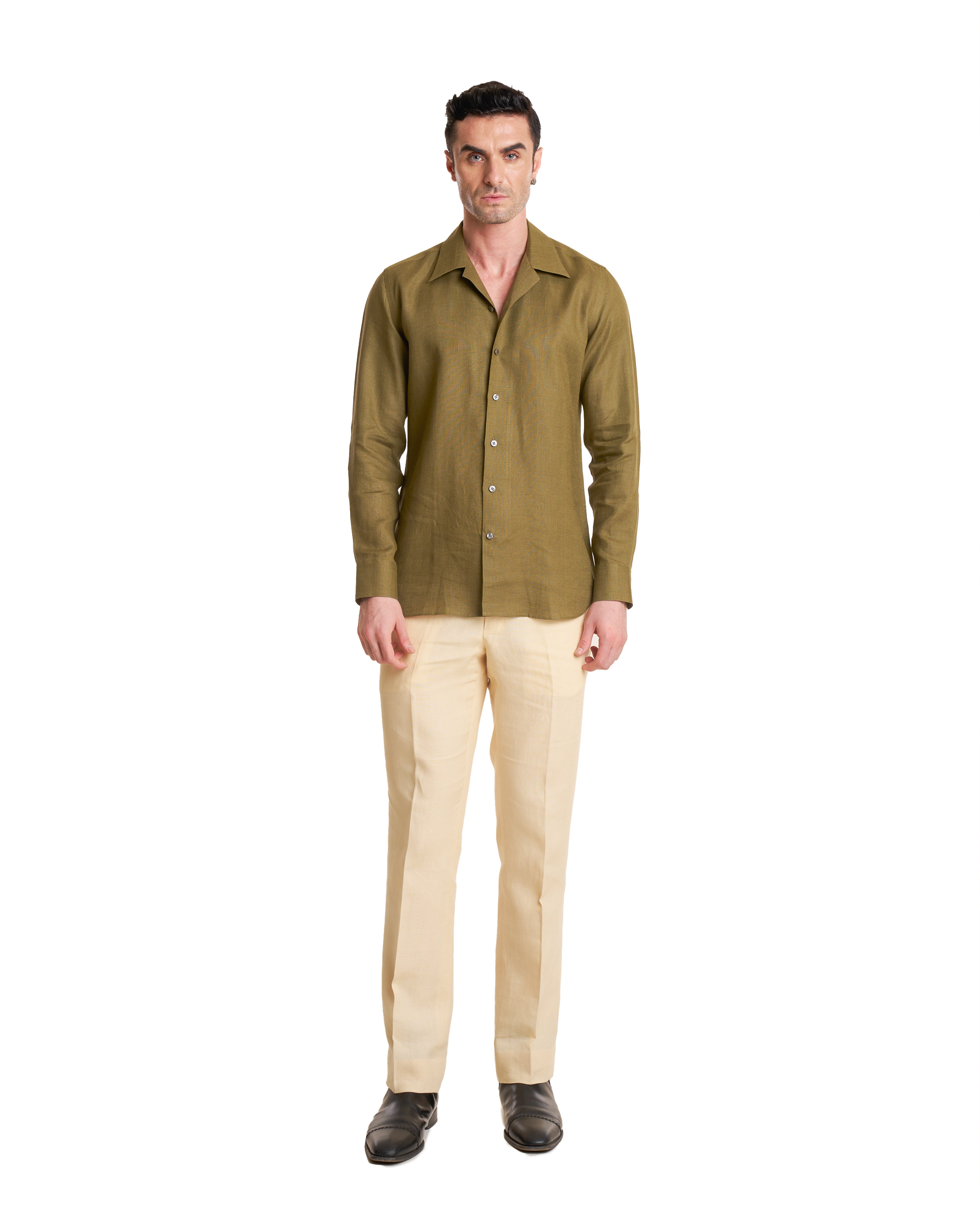 Chemise en lin irlandais à col cubain