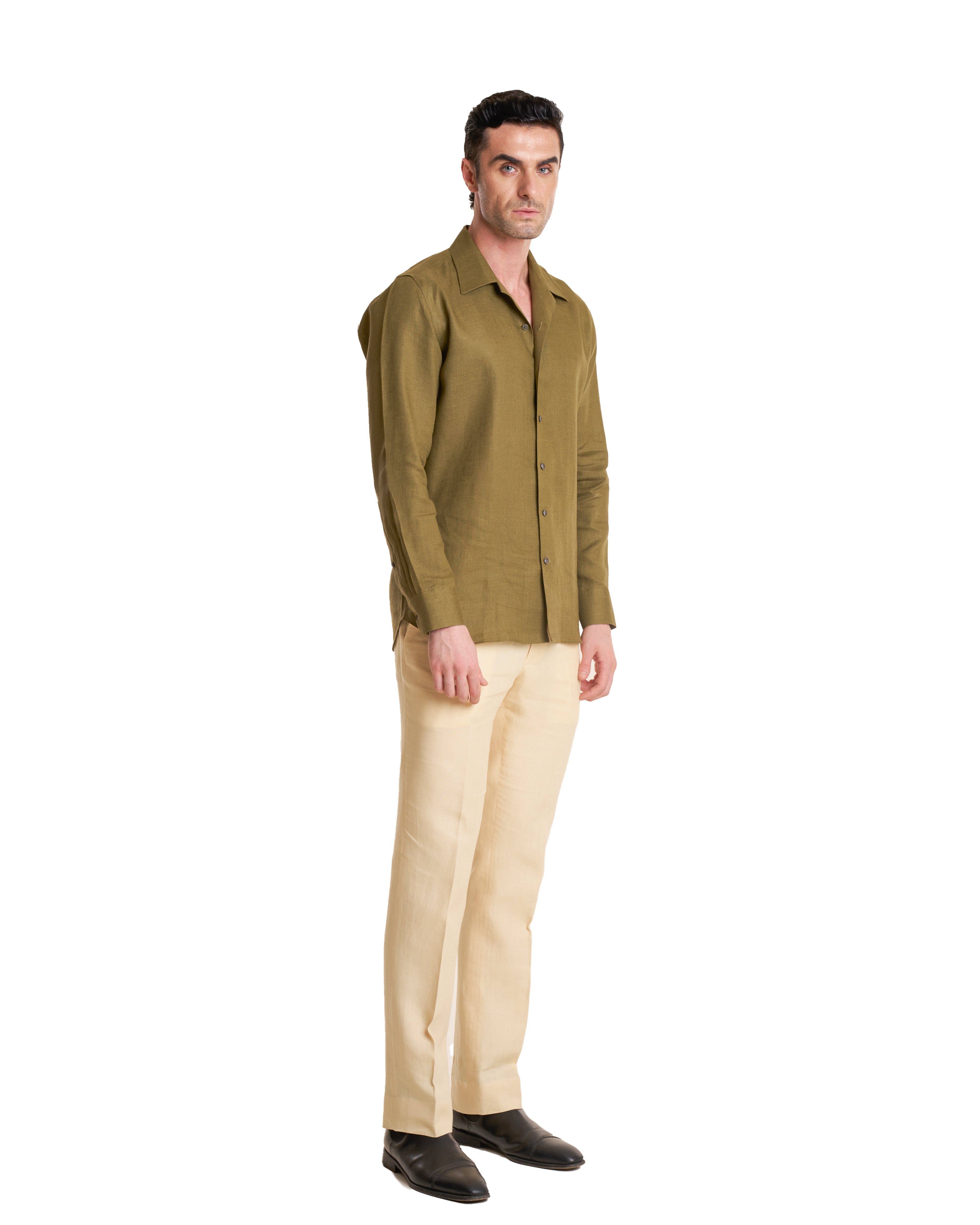 Chemise en lin irlandais à col cubain