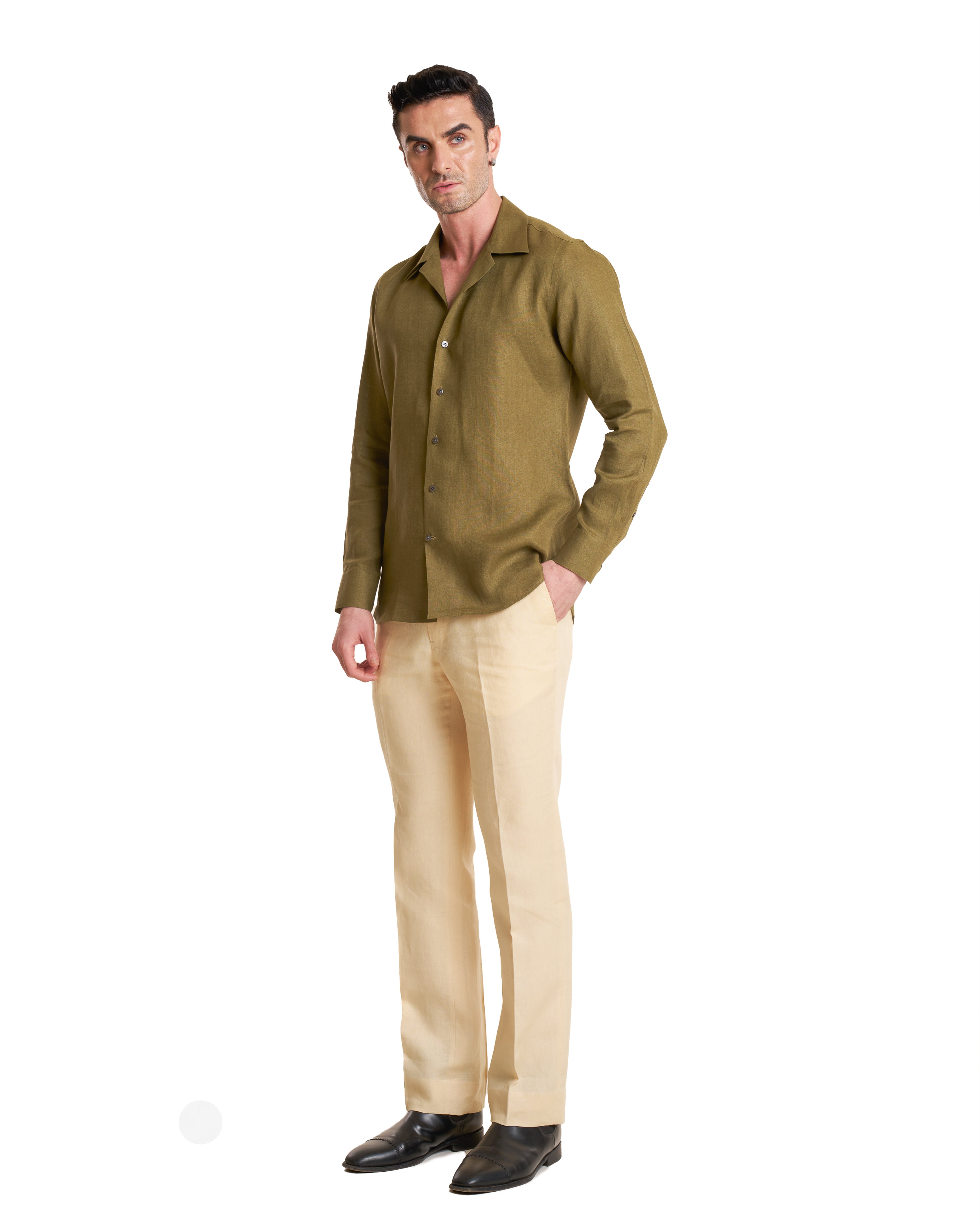 Chemise en lin irlandais à col cubain